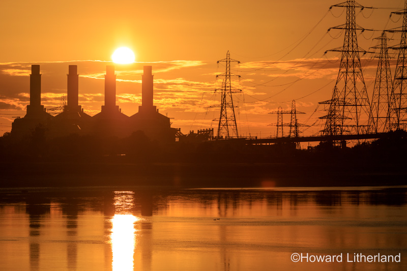 Sunset over Connah's Quay gas fired power station, Deeside, North Wales