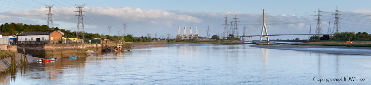 Panoramic view of the river Dee estuary at Connah's Quay, North Wales