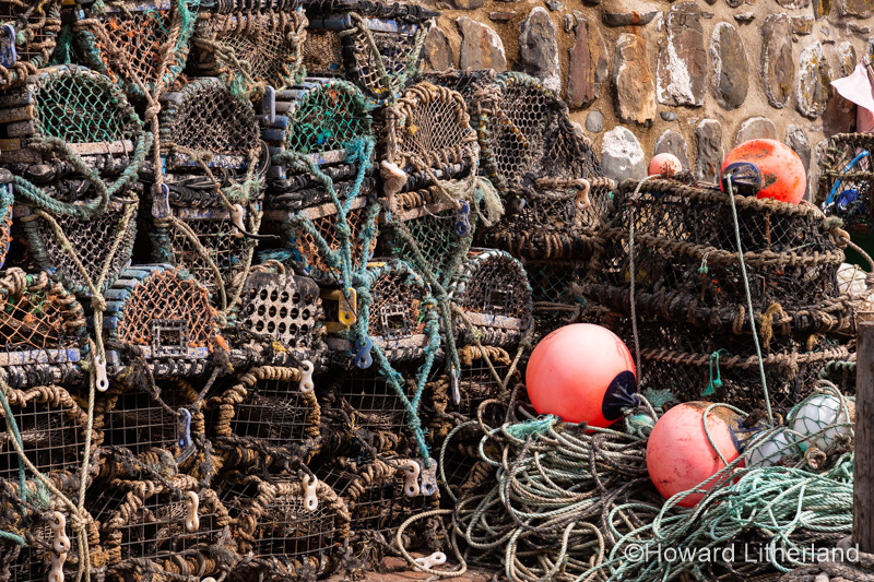 Lobster pots at Clovelly harbour on the north Devon coast