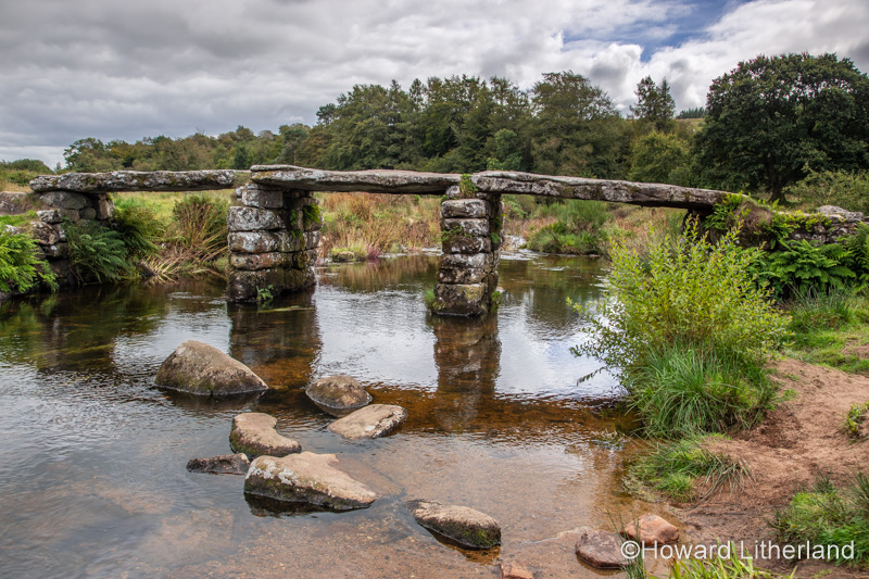 Ancient Clapper Bridge at Postbridge, Dartmoor, Devon, England