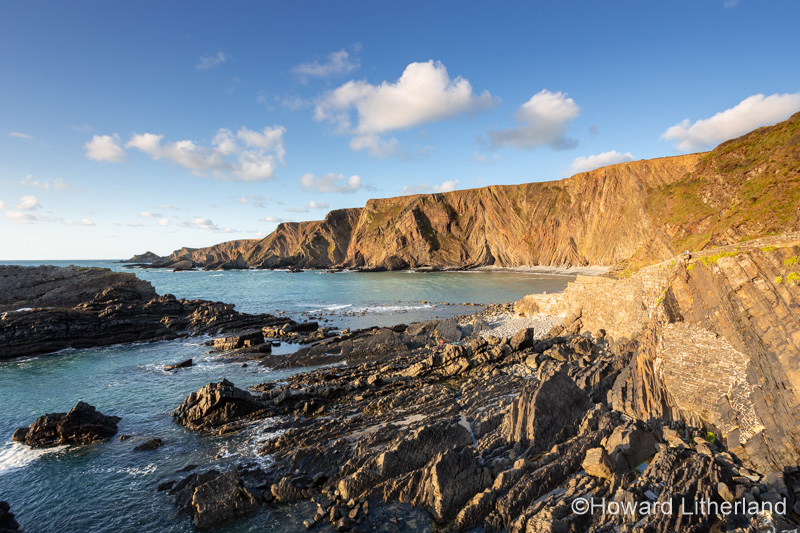 Cliffs, rocks and sea at Hartland Quay, Devon, England