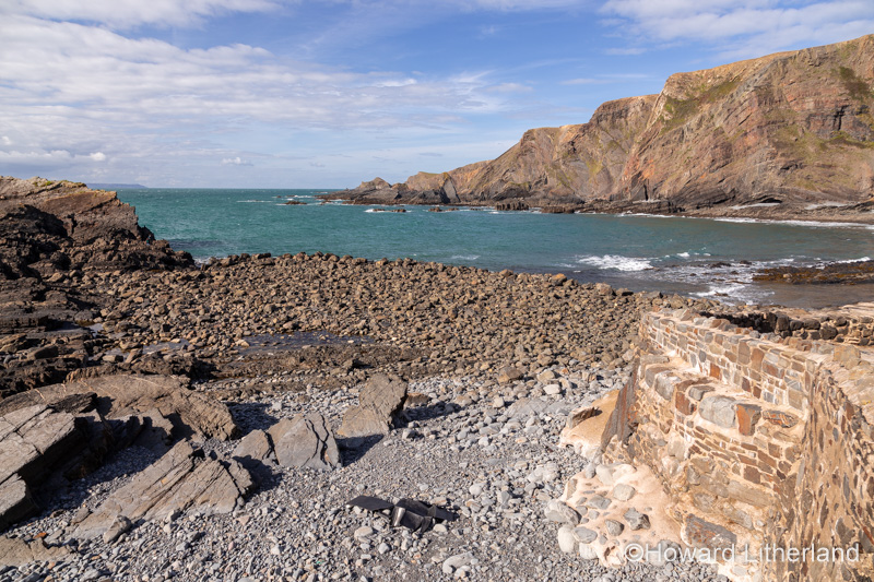 Cliffs, rocks and sea at Hartland Quay, Devon, England