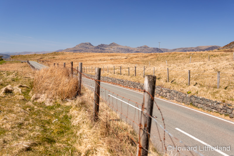 Road and countryside near Ffestiniog, Gwynedd, Wales