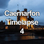 Time lapse video Caernarfon Castle at dusk on the North Wales coast