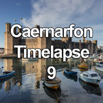 Time lapse video showing the tide coming in at Caernarfon harbour during a sunny afternoon on the North Wales coast, with the castle reflecting in the sea