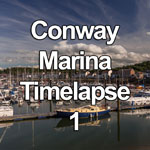 Time lapse video showing light clouds passing over moored boats in the Conway Marina on the North Wales coast