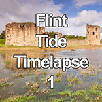 Time lapse of incoming tide at Flint castle on the North Wales coast