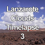 Time lapse video showing showing cumulus clouds blowing over the volcanic landscape of Lanzarote