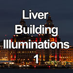 Time lapse of coloured light show on the Royal Liver Building, Liverpool