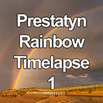 Time lapse storm clouds and rainbow over the North Wales coast at Prestatyn