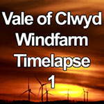 Time lapse video of sunset over wind turbines, North Wales