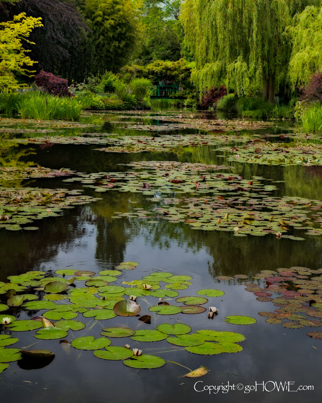 The famous water gardens and Japanese bridge at Monet's house in Giverny, Normandy, France