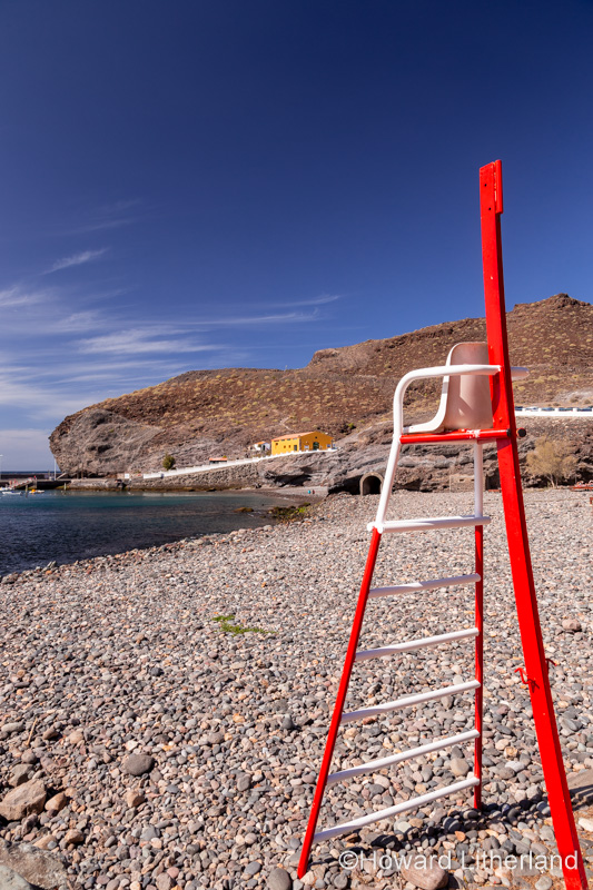 Red lifeguard seat at Puerto de Aldea, Gran Canaria, Canary islands