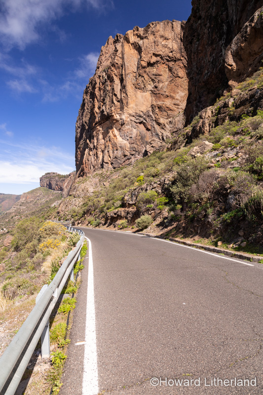 Road though volcanic landscape, Gran Canaria, Canary Islands