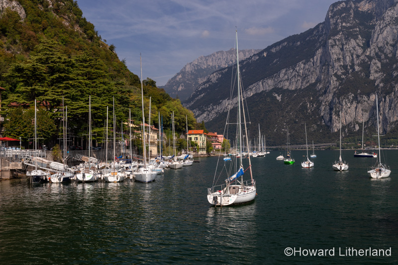 The small harbour town of Valmadrera on the shores of Lake Como in northern Italy