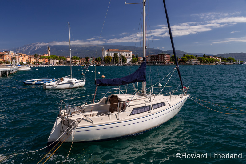 Yachts moored at Toscolano on the shores of Lake Garda in northern Italy