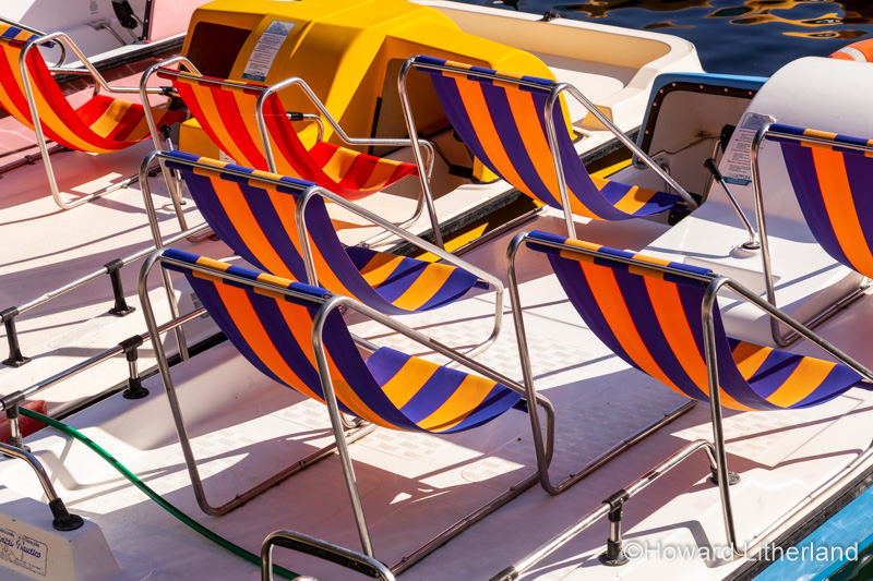Colourful pedalos at Riva del Garda on Lake Garda, Italy