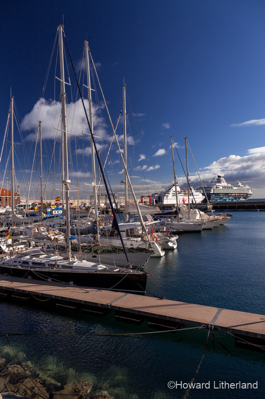 Line of yachts in the harbour at San Sebastian de La Gomera, the capital of La Gomera in the Canary Islands