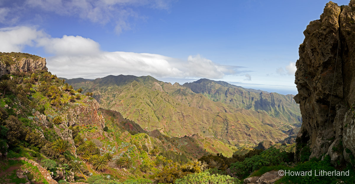 Panoramic image showing the volcanic landscape of La Gomera in the Canary Islands