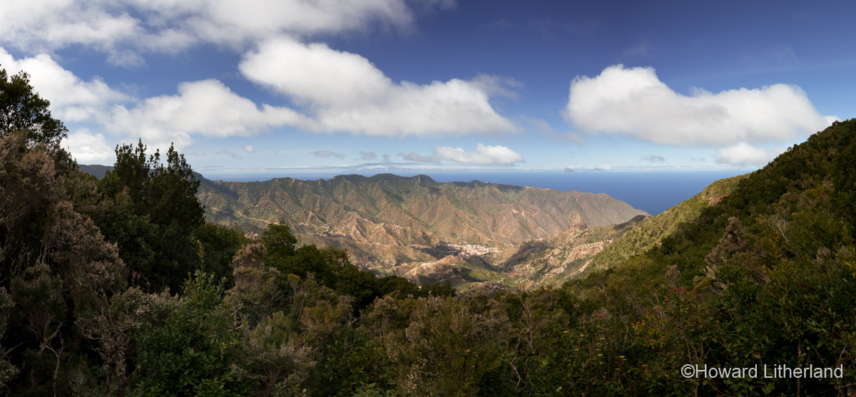 Panoramic image showing the volcanic landscape of La Gomera in the Canary Islands