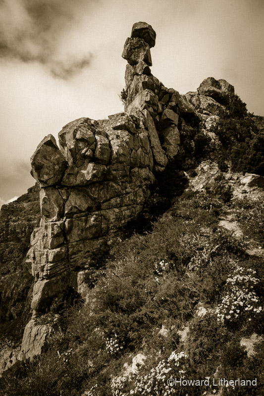 Volcanic rock pinnacle on La Gomera in the Canary Islands