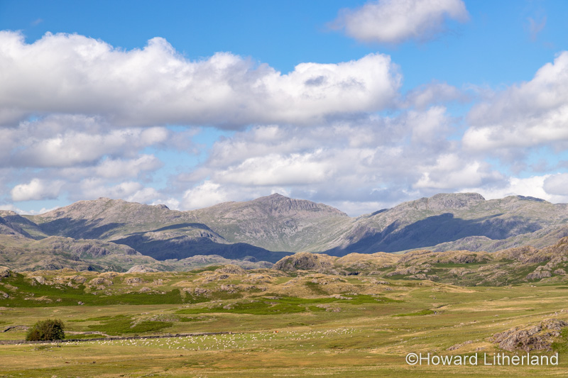 Mountains and farmland at Eskdale in the Lake District, Cumbria, England
