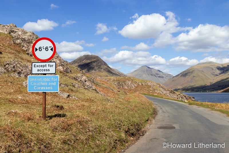 Roadsign at Wastwater in the Lake District, England