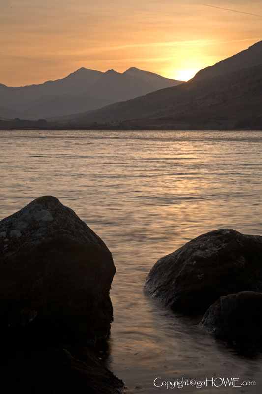 Llyn Mymbyr and Snowdon at sunset, Snowdonia, North Wales