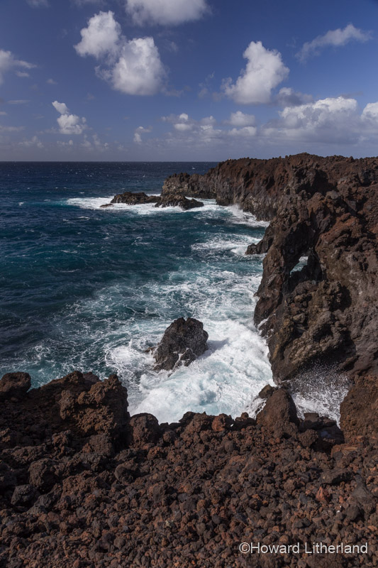 Volcanic lava coastline at Los Hervideros on the Atlantic coast of Lanzarote in the Canary Islands