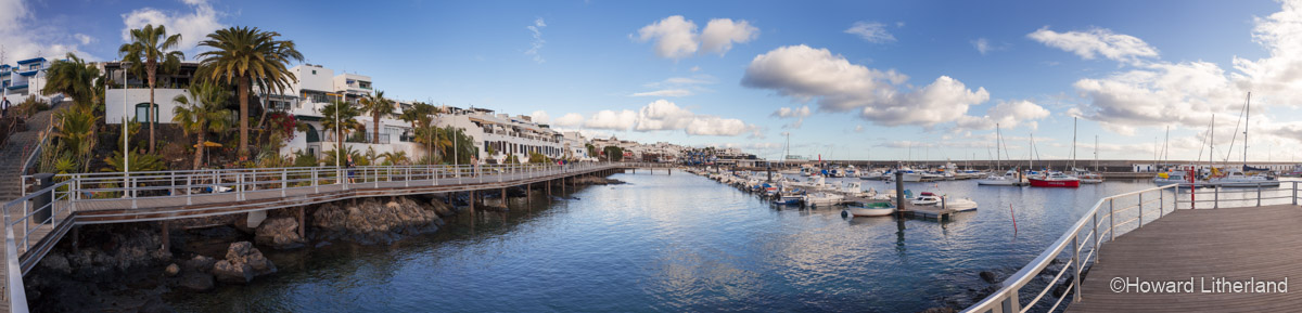 Panoramic image of the old harbour at Puerto del Carmen on the south coast of Lanzarote in the Canary Islands