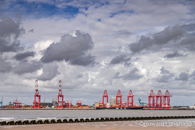 Liverpool 2 Container Dock cranes viewed from New Brighton, Wirral