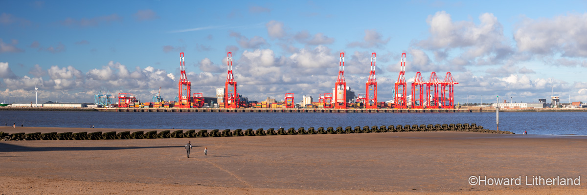 Liverpool 2 Container Dock cranes viewed from New Brighton, Wirral