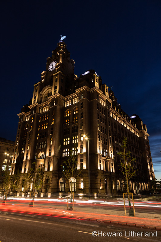 Royal Liver Building at night, Liverpool, England