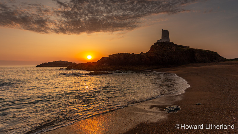Watchtower on Llanddwyn Island at sunset, Anglesey, North Wales
