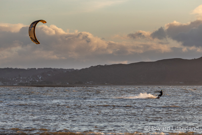 Kite surfing at Llandudno West Shore, North Wales coast