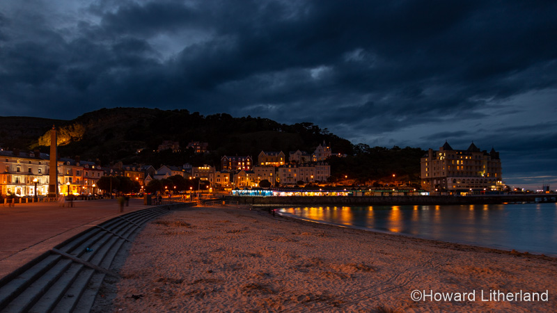 Llandudno North Shore promenade at night on the North Wales coast
