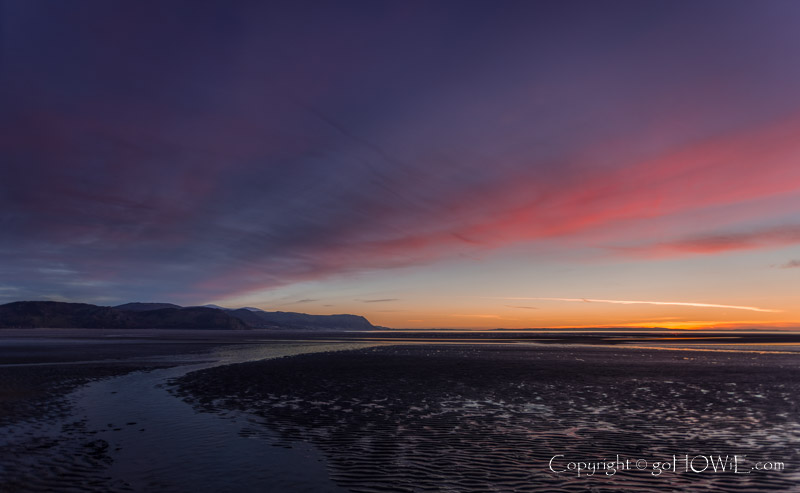 Colourful twilight sky over the West Shore at Llandudno, North Wales coast