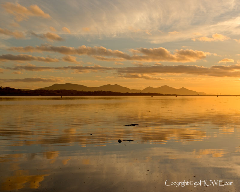 The mountains of the Llyn Peninsula viewed from the Menai Straits, North Wales