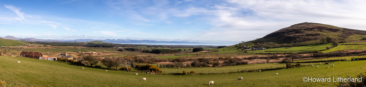 Panoramic view over the Llyn Peninsula at Llanaelhaearn, North Wales
