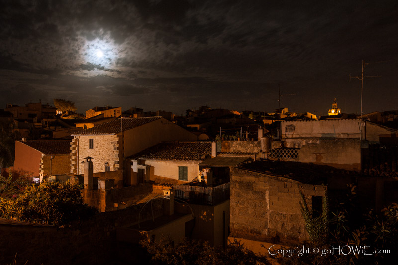 Old Alcudia rooftops at night, Mallorca