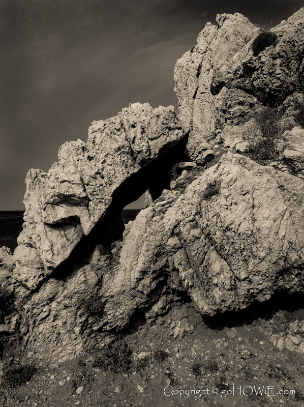 Karst limestone rock formation at Cala Aguila, Mallorca