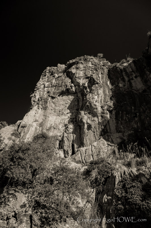 Eroded karst limestone cliff at sa Colabra, Mallorca
