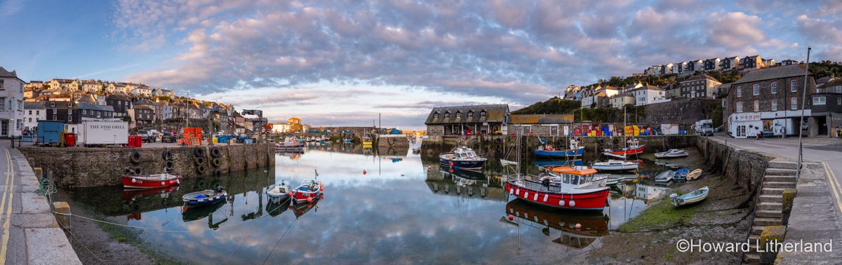 Panoramic view of the harbour at Mevagissey, Cornwall, England
