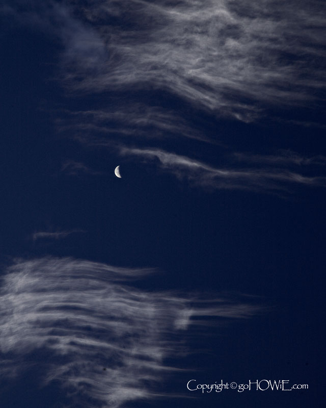 Crescent moon and cirrus clouds