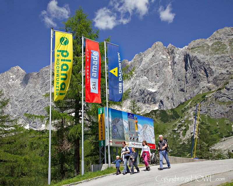 Mountain and flags, Dachstein Massiv, Austria