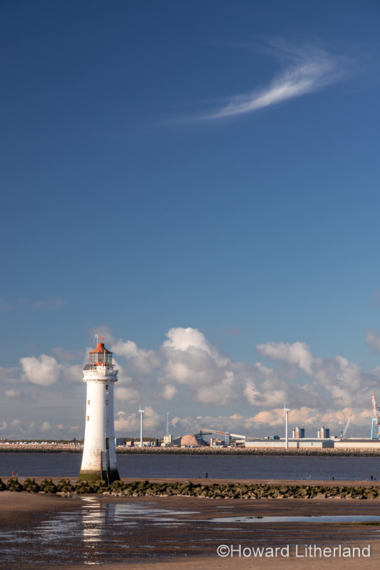 New Brighton lighthouse and river Mersey, Wirral, Merseyside, England