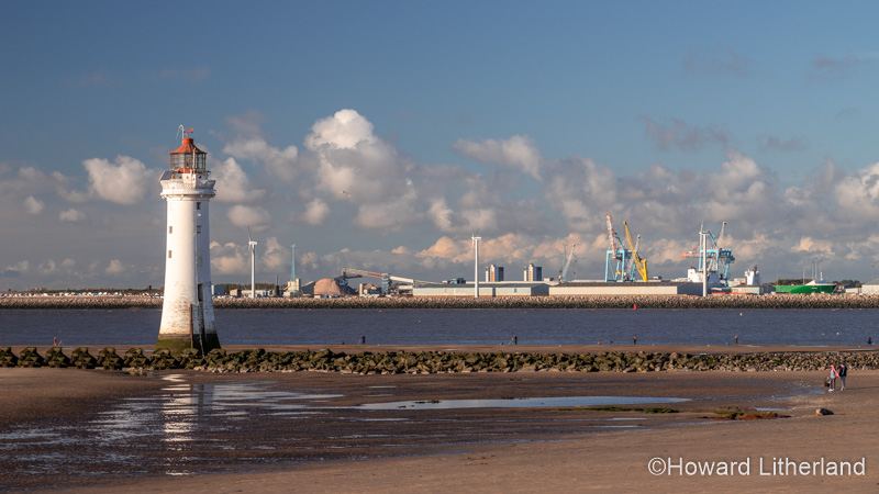 New Brighton lighthouse and river Mersey, Wirral, Merseyside, England