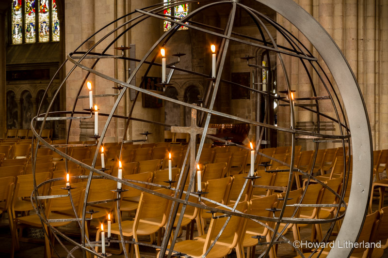 The Peace Globe sculpture in Norwich Cathedral, Norfolk, England