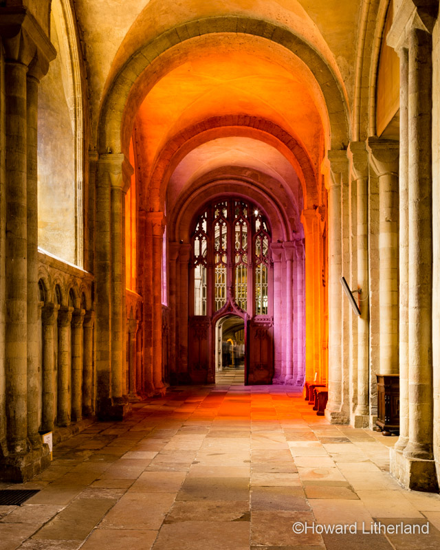 Coloured light in Norwich Cathedral, Norfolk, England