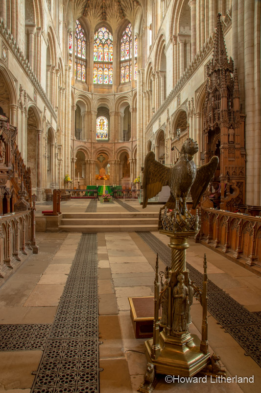 Eagle lectern and altar in Norwich Cathedral, Norfolk, England